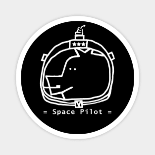 White Line Space Pilot Astronaut Pig Portrait Magnet